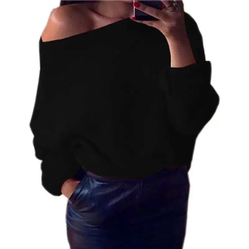 Explosion Women Warm Sweaters Pullover Sexy Off Shoulder Batwing Sleeve Sweater Solid Sweaters Pullovers 7 Colors Gv428 13