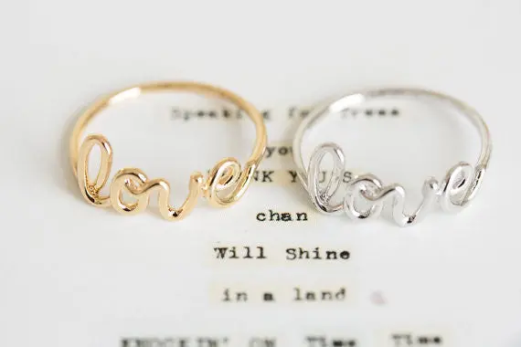 Exquisite Alloy Love Letters Rings Ring Friendship Gifts Cute Jewelry Rings 1