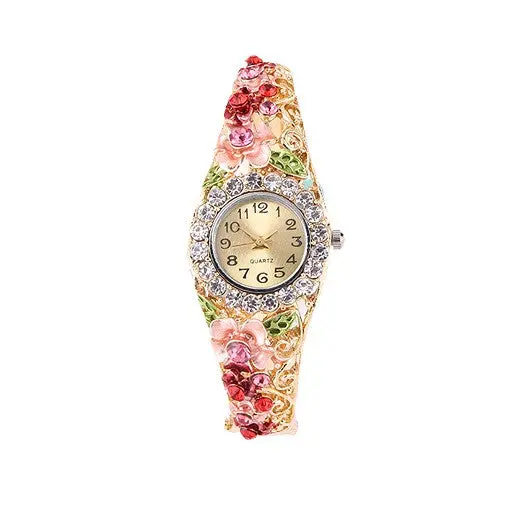 Exquisite Flower Shapebracelet Style Lady Quartz Wrist Watches 6 Color Optional For Holiday Gifts 1