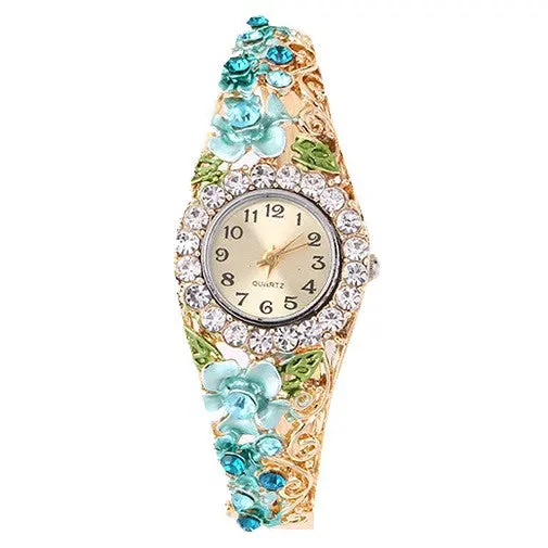 Exquisite Flower Shapebracelet Style Lady Quartz Wrist Watches 6 Color Optional For Holiday Gifts 2