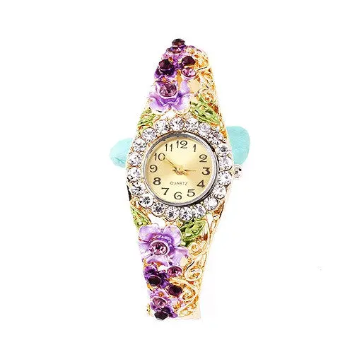 Exquisite Flower Shapebracelet Style Lady Quartz Wrist Watches 6 Color Optional For Holiday Gifts 4