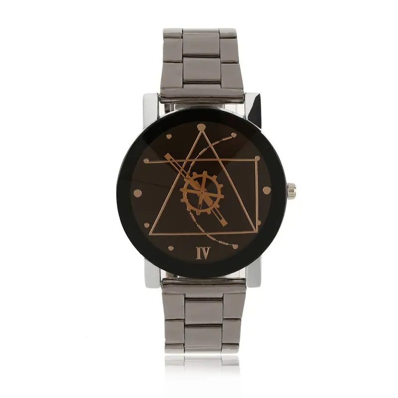 Exquisite Mechanical Pointer Analog Quartz Wrist Watch Steel Band Gifts 1