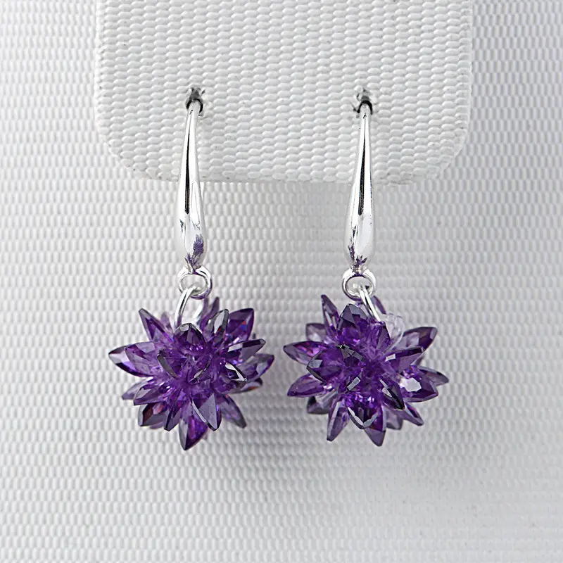 Exquisiteshine Zircon Plated Austria Crystal Flower Earrings Wedding Lovers Gift 5 Colors 5