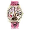 Exquisitevintage Retro Designed Paris Towerfaux Leather Band Analog Quartz Movet Wrist Watch 1