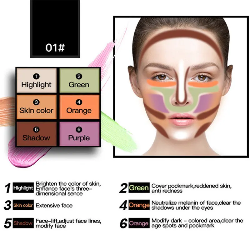 Face Shading Modification Of Color & Six-Color Contour Bronzer Highlighter Palette Set Trimming Powder Paste Composition 1