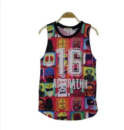 Factory Sale Harajuku Print Cotton Short Sleeve Sports T Shirt 16 Rose Flower Letter Print Gauze Hole T-Shirt Tank Top Women 1
