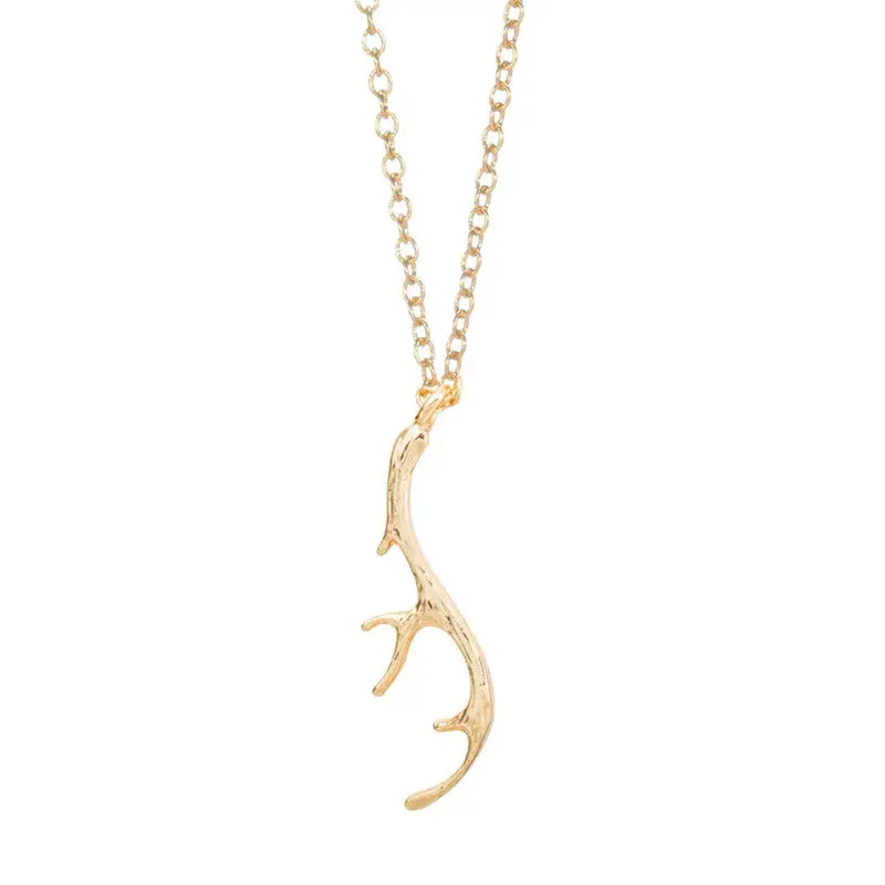 Fahion Jewelry Cute Deer Pendantsnecklaces Small Antler Necklaces Love Animal Necklace 30Pcs-N055 2