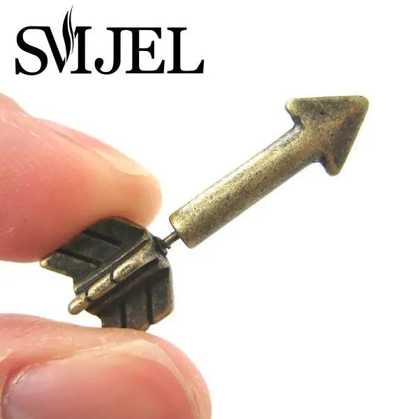 Fake Gauge Earrings Simple Arrow Shape Faux Plug Stud Earrings S92 1