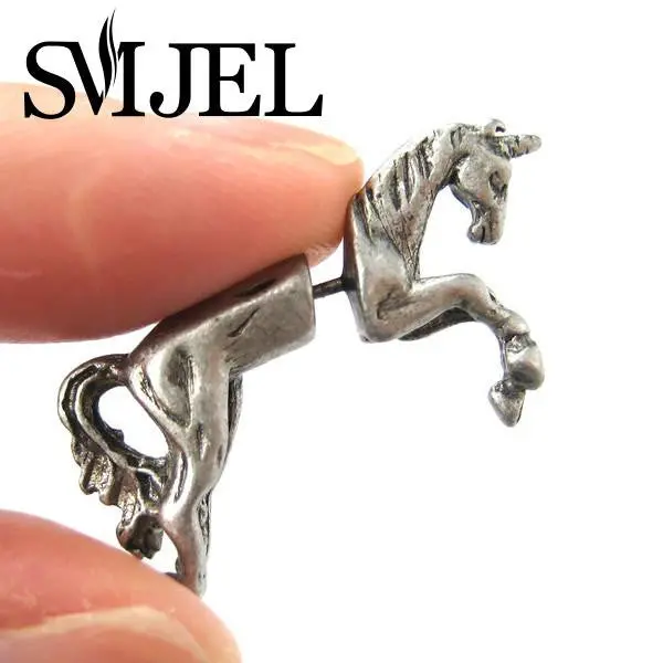 Fake Gauge Eearrings Mythical Unicorn Horse Animal Faux Plug Stud Earrings S102 1