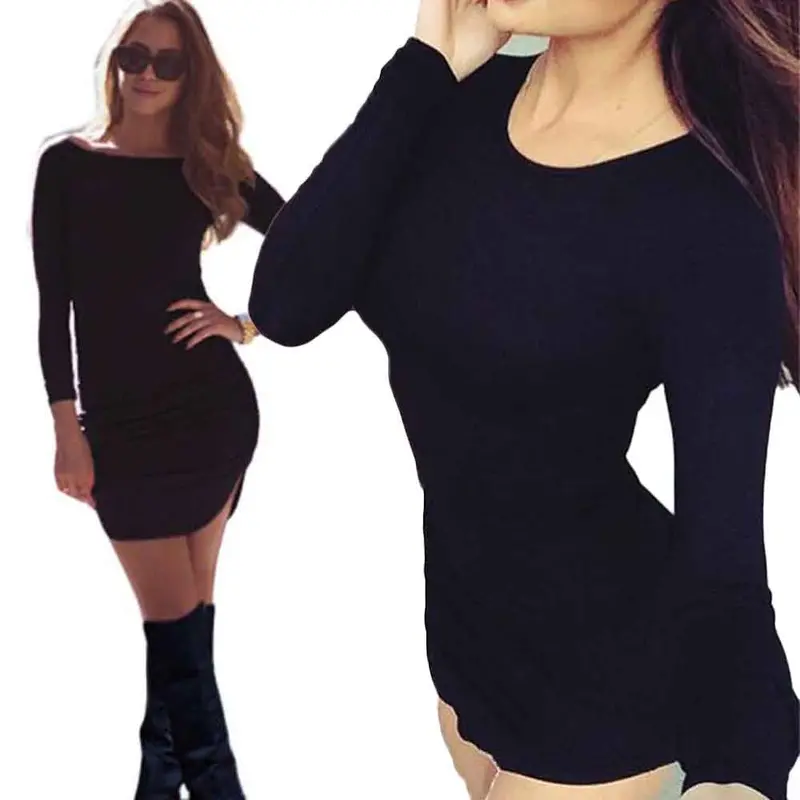 Fall Style Womens Dresses Bodycon Long Sleeve Dress Ladies Sexy Vestido De Festa Mini Dress 6