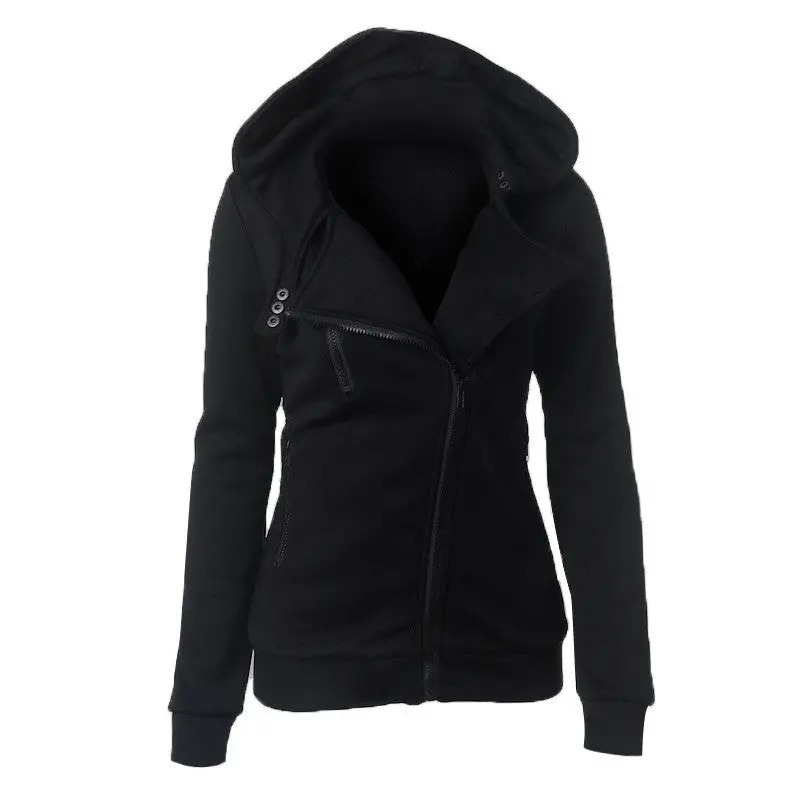 Fall Zipper Up Sweatshirt Hoodies Solid Color Casual Tracksuit For Women Long Sleeve Slim Hoodie Jacket Coat 1