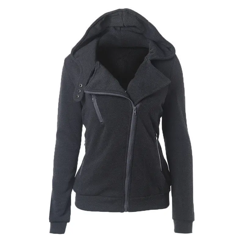 Fall Zipper Up Sweatshirt Hoodies Solid Color Casual Tracksuit For Women Long Sleeve Slim Hoodie Jacket Coat 11