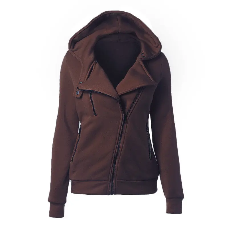 Fall Zipper Up Sweatshirt Hoodies Solid Color Casual Tracksuit For Women Long Sleeve Slim Hoodie Jacket Coat 6