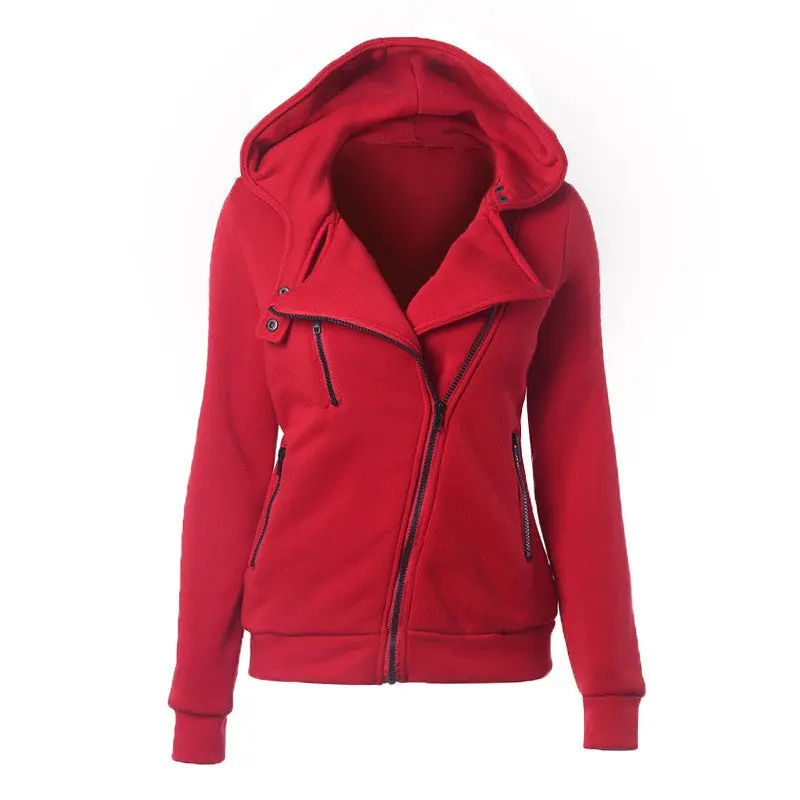 Fall Zipper Up Sweatshirt Hoodies Solid Color Casual Tracksuit For Women Long Sleeve Slim Hoodie Jacket Coat 9