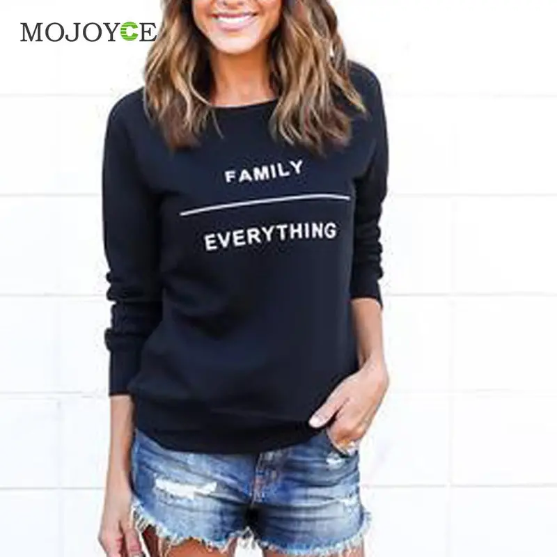 Family Everying Letter Print Sweatshirt Women Pullover Casual Long Sleeves Black Hoodie Women Sweatshirt Women Tops 1