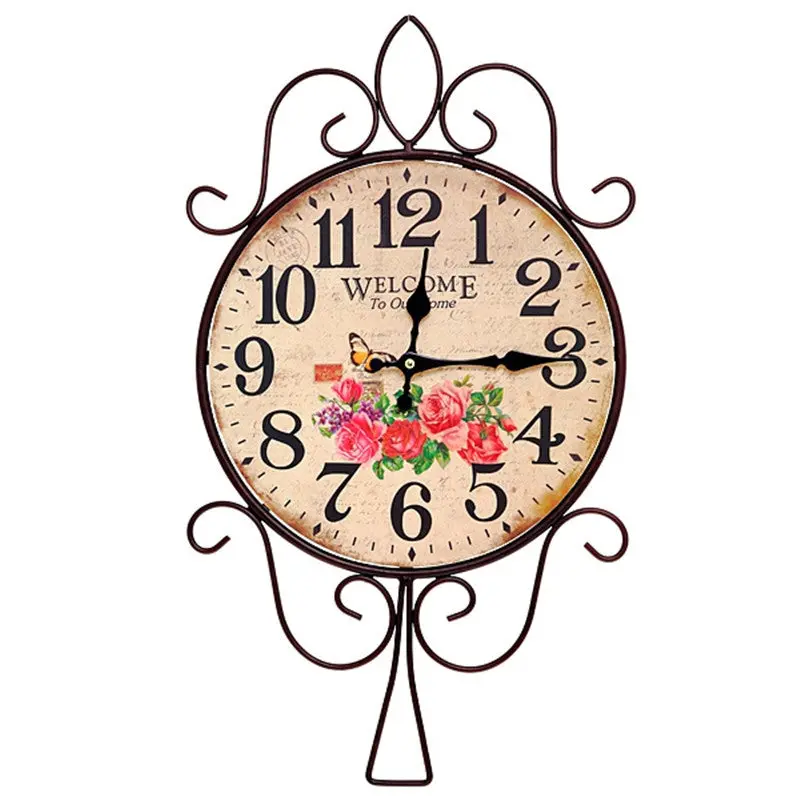 Family Wall Clock Home Decor Clocks Flower Pattern Watches 90117 2
