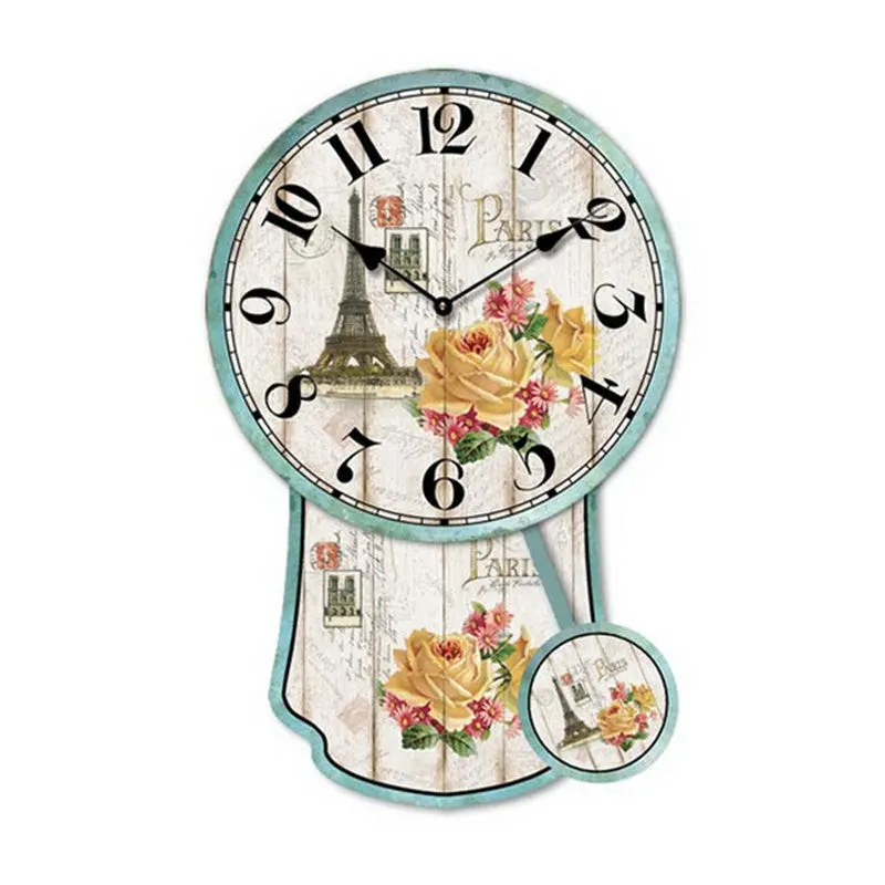 Family Wall Clock Home Decor Clocks Flower Pattern Watches 90117 3