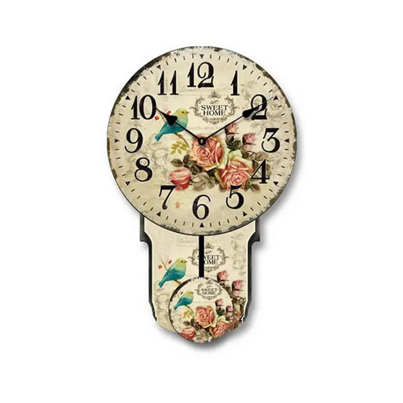 Family Wall Clock Home Decor Clocks Flower Pattern Watches 90117 5