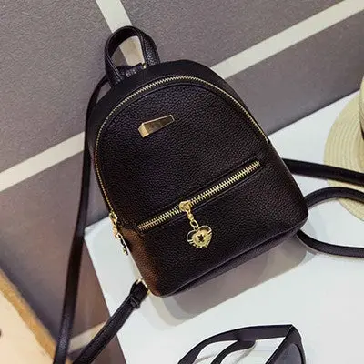 Famous Backpack Design Women Backpacks Solid Vintage Girls School Bags For Girls Black Leather Backpack Zipper 1