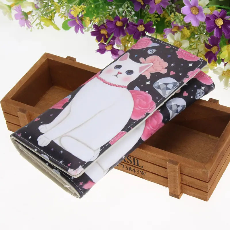 Famous Brand Wallet Women Pu Leather Women Wallets Hit Cat Wallet Printing Coin Pocket Female Clutch Carteira Feminina Purse 2