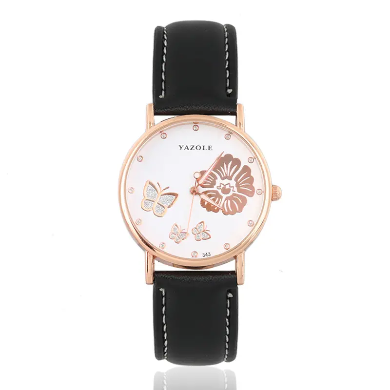 Famous Butterfly Flower Quartz Wristwatch Girl Elegant Ladies Stainless Steel Pu Wristwatch Femme Relogio Feminino 5