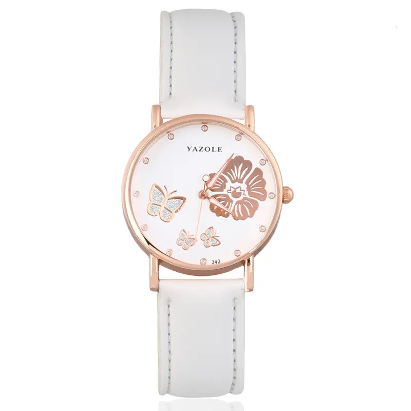 Famous Butterfly Flower Quartz Wristwatch Girl Elegant Ladies Stainless Steel Pu Wristwatch Femme Relogio Feminino 8