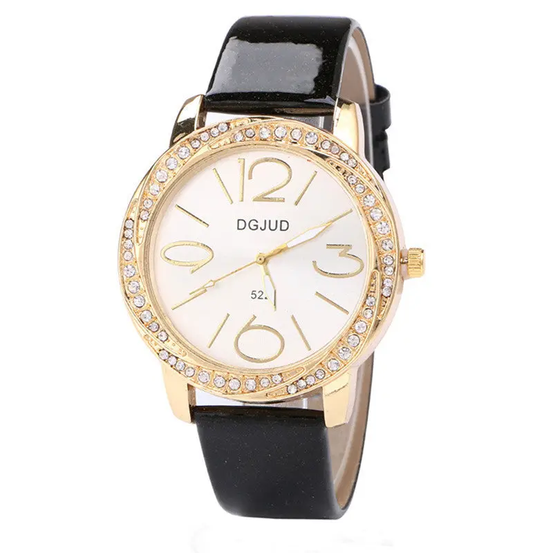 Famous Montre Women Watches Glitter Leather Band Alloy Quartz Wrist Watch With Diamond Ladies Watch Feida 1