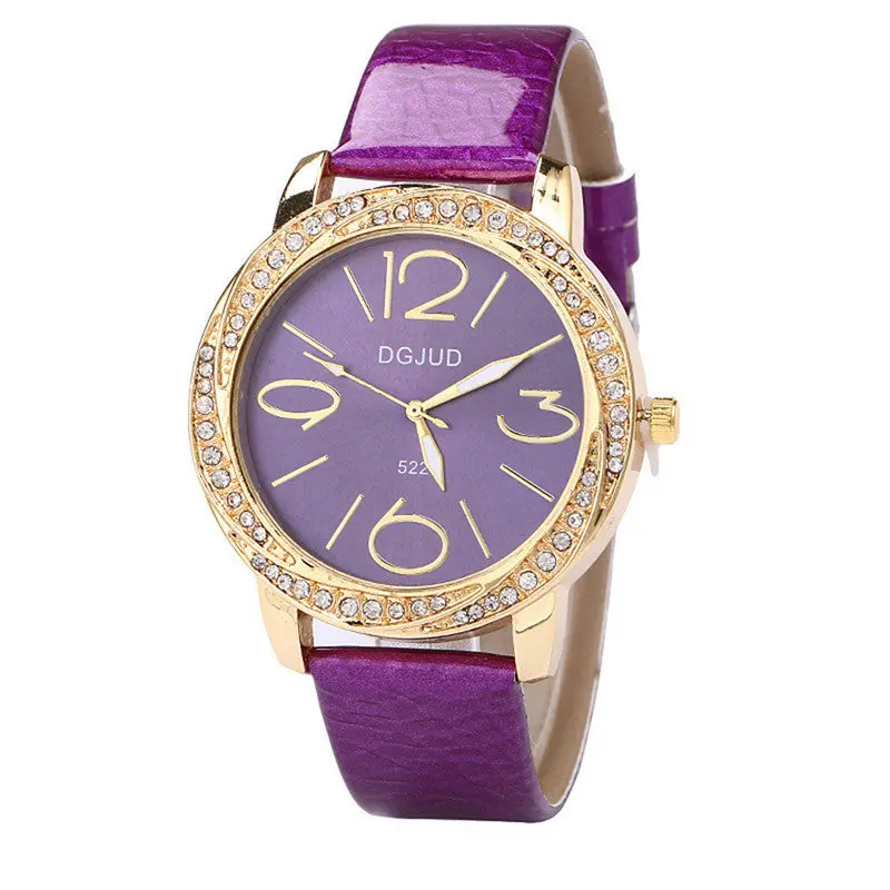 Famous Montre Women Watches Glitter Leather Band Alloy Quartz Wrist Watch With Diamond Ladies Watch Feida 2