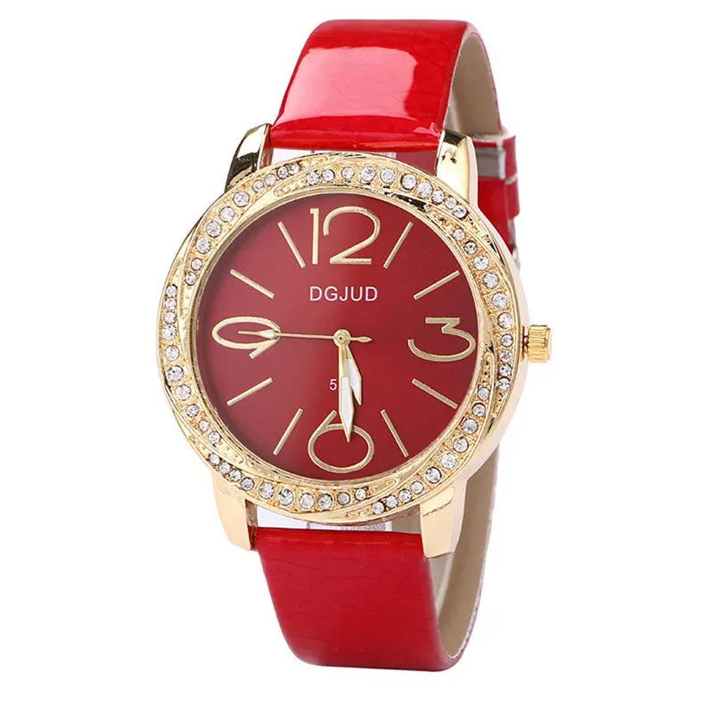 Famous Montre Women Watches Glitter Leather Band Alloy Quartz Wrist Watch With Diamond Ladies Watch Feida 3