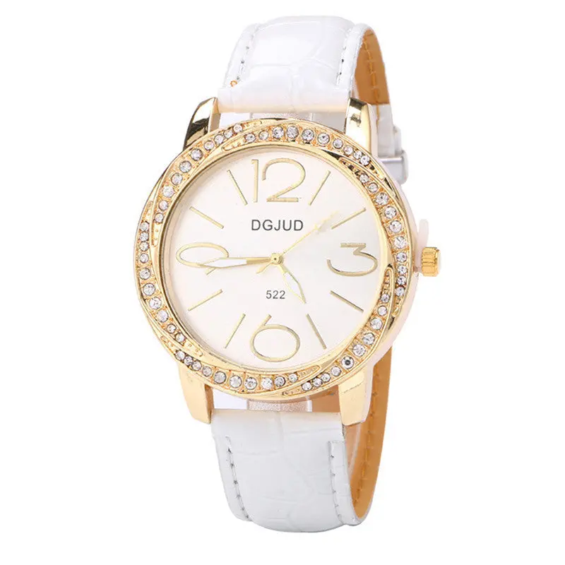 Famous Montre Women Watches Glitter Leather Band Alloy Quartz Wrist Watch With Diamond Ladies Watch Feida 4