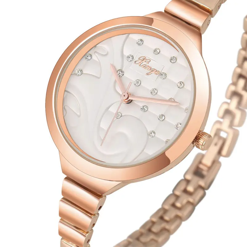 Famous Watches Clock Women Montre Gold Rhinestone Bangle Watch And Bracelet Set 189R Feida 1