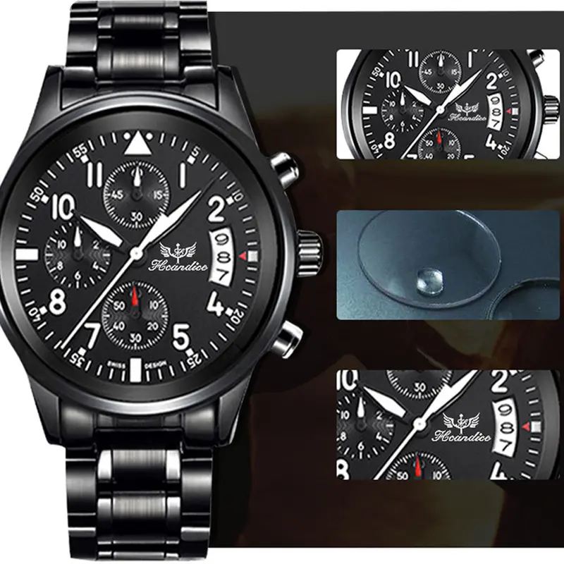 Famous Watches Men's Watch Stainless Steel Band Analog Quartz Wrist Watch Relogio Masculino Watches Feida 2