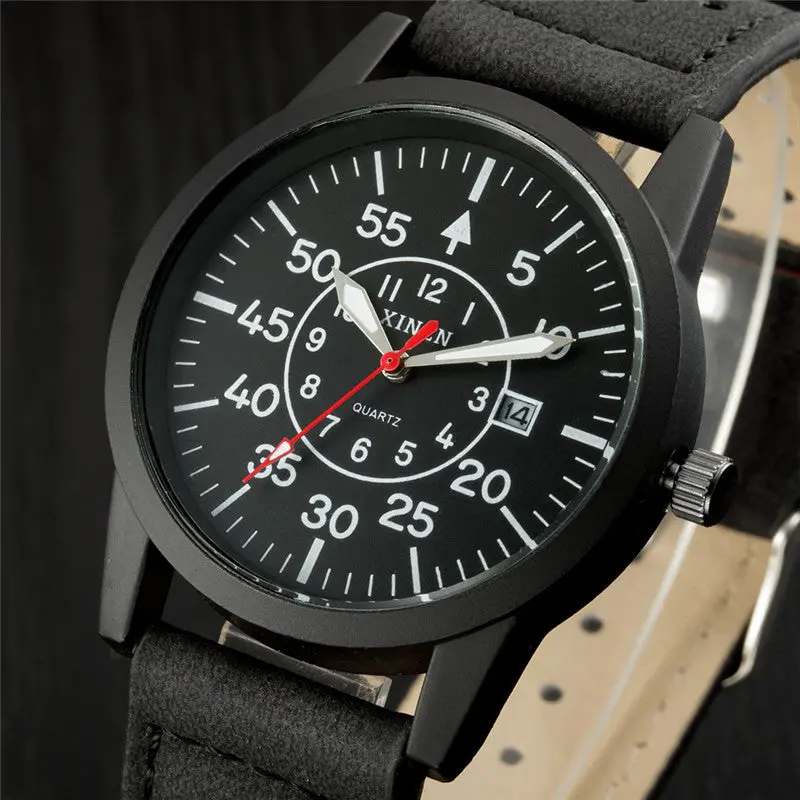 Famous Watches Montre Homme Vintage Classic Men's Waterproof Date Leather Strap Sport Quartz Army Watch Relogio Masculino 1