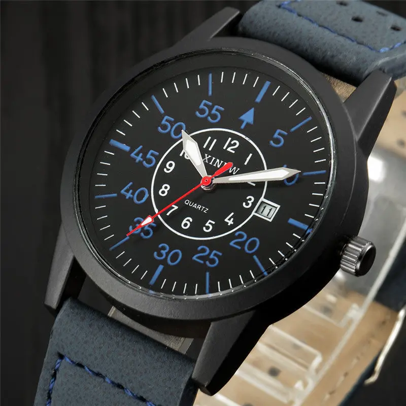 Famous Watches Montre Homme Vintage Classic Men's Waterproof Date Leather Strap Sport Quartz Army Watch Relogio Masculino 2