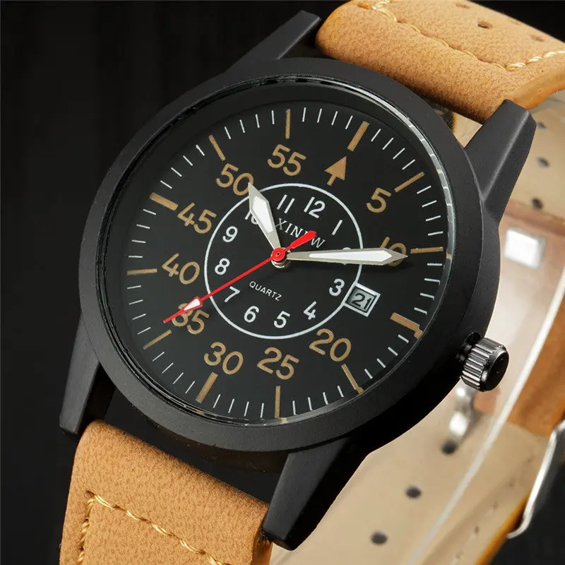 Famous Watches Montre Homme Vintage Classic Men's Waterproof Date Leather Strap Sport Quartz Army Watch Relogio Masculino 3