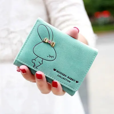 Famous Women's Purse Lady Girls Cute Bunny Clutch Purses Short Design Wallet Matte Retro Wallet Card Holder Handbag 4