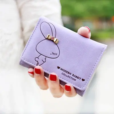 Famous Women's Purse Lady Girls Cute Bunny Clutch Purses Short Design Wallet Matte Retro Wallet Card Holder Handbag 6