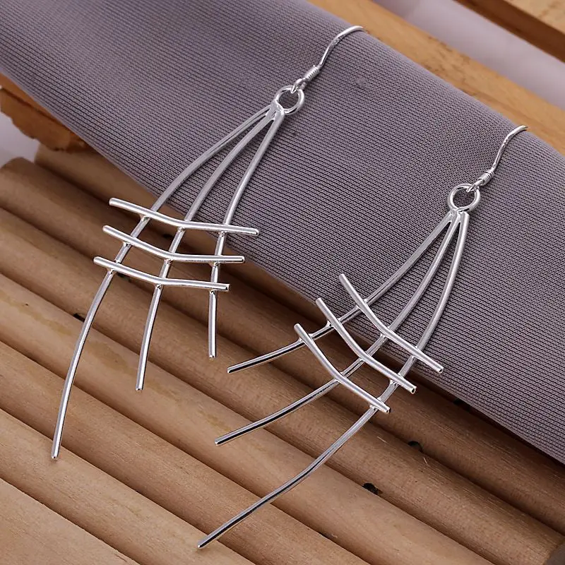 Fan Shaped Drop Earings Silver Plated Jewelry Earrings Silver Plated Earrings 177 1