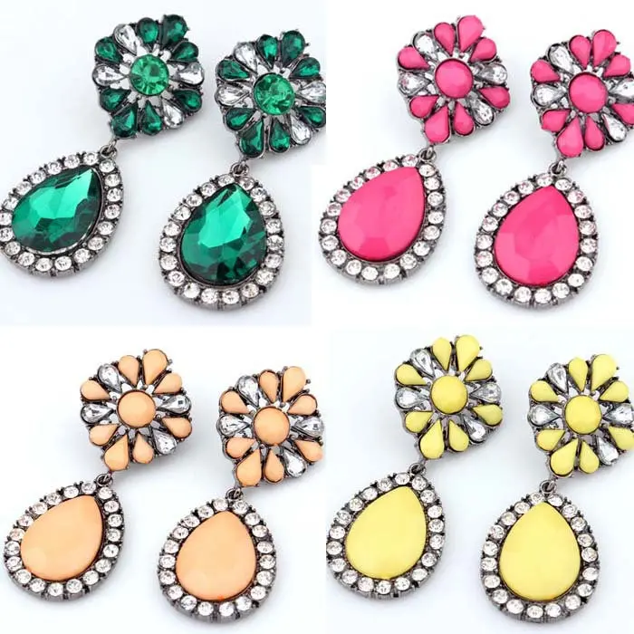 Fantastic Classical Crystal Rhinestone Flower Statement Earrings Feida 1