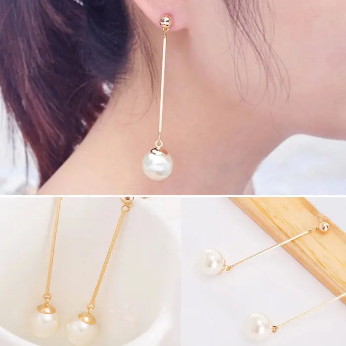 Fantastic Ol Womens Imitation Pearl Ear Stud Pearl Long Dangle Earring Feida 1