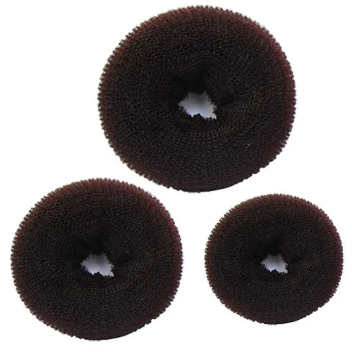 Fantastic S 3 Pcs Sponge Women Girl Hair Bun Ring Donut Shaper Styler Maker 3 Sizes Coffee & Feida 1
