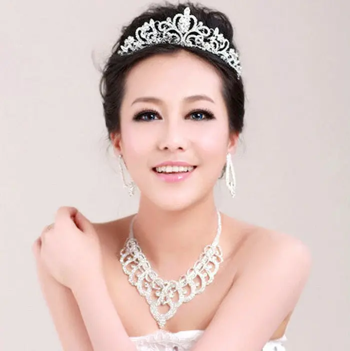 Fantastic Wedding Bridal Austrian Crystal Hair Accessory Tiara Crown Silver Feida 1