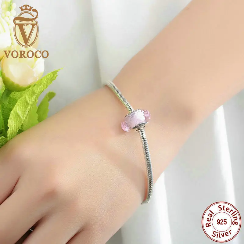 Fascinating Pink European Murano Glass Beads Charms Fit Pandora Bracelets Necklaces Z005 2