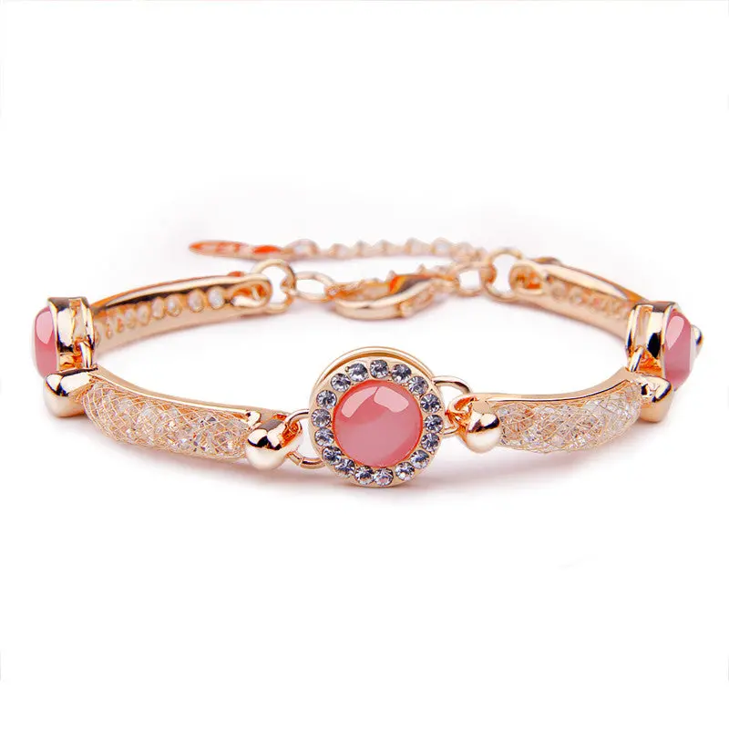 Fashion 18K Rose Gold Bracelets Bangles For Champagne Gold Wire Zircon Crystal 1