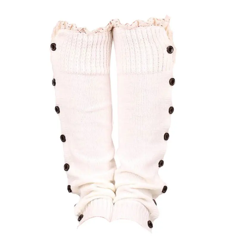 Fashion 52Cm Trendy Knitted Button Lace Leg Warmers Trim Boot Cuffs Knee Socks Leg Warmers All-Match 6 Colors 1
