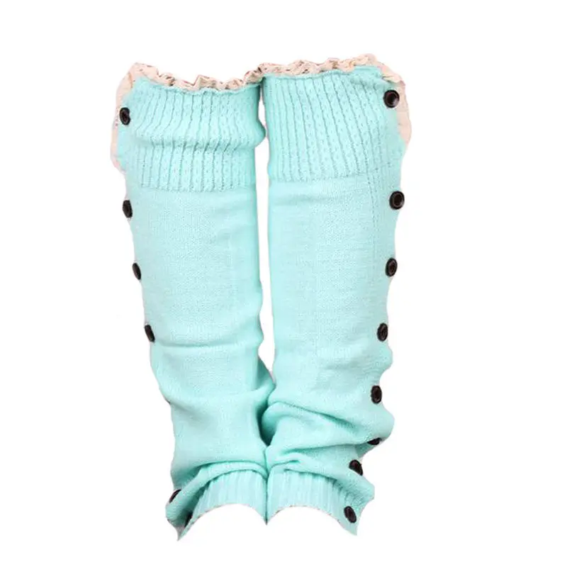 Fashion 52Cm Trendy Knitted Button Lace Leg Warmers Trim Boot Cuffs Knee Socks Leg Warmers All-Match 6 Colors 2