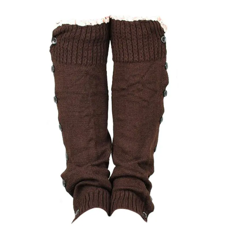 Fashion 52Cm Trendy Knitted Button Lace Leg Warmers Trim Boot Cuffs Knee Socks Leg Warmers All-Match 6 Colors 6
