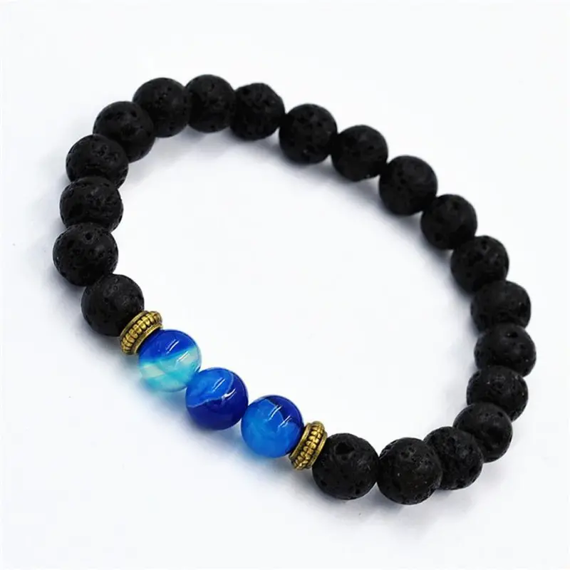 Fashion Agate Bracelet Lion Elastic Beaded Lava Bracelet Tibet Charm Bracelets For Men Women Unisex 1