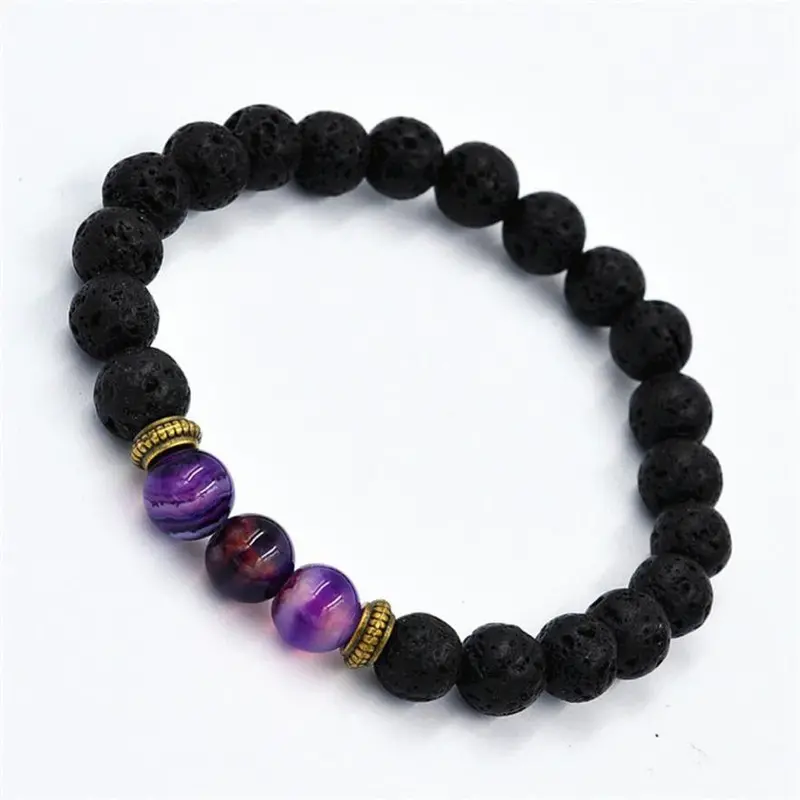 Fashion Agate Bracelet Lion Elastic Beaded Lava Bracelet Tibet Charm Bracelets For Men Women Unisex 2