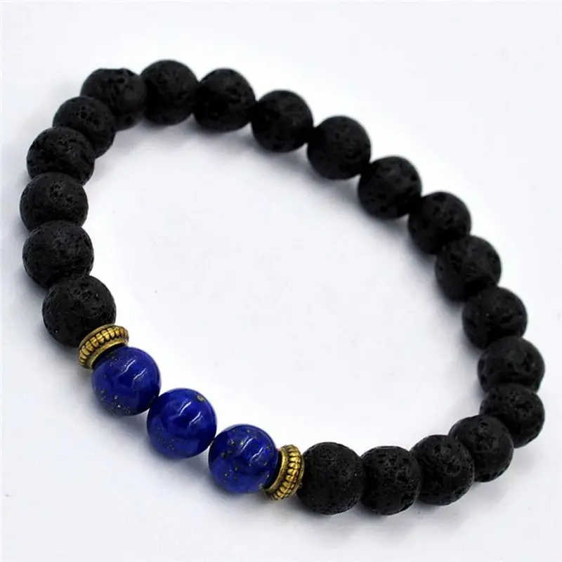 Fashion Agate Bracelet Lion Elastic Beaded Lava Bracelet Tibet Charm Bracelets For Men Women Unisex 3